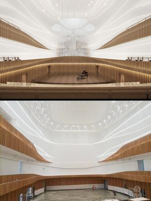 銀川圖書館（音樂廳）阻燃木紋膜造型-LX裝飾貼膜